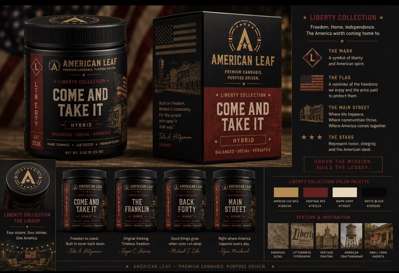 Liberty collection concept board showing packaging design directions